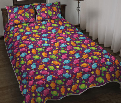 Sweet Candy Pattern Print Quilt Bed Set