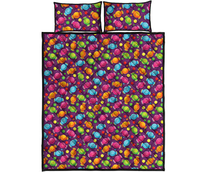 Sweet Candy Pattern Print Quilt Bed Set