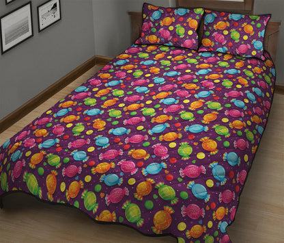 Sweet Candy Pattern Print Quilt Bed Set