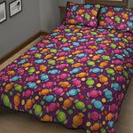 Sweet Candy Pattern Print Quilt Bed Set