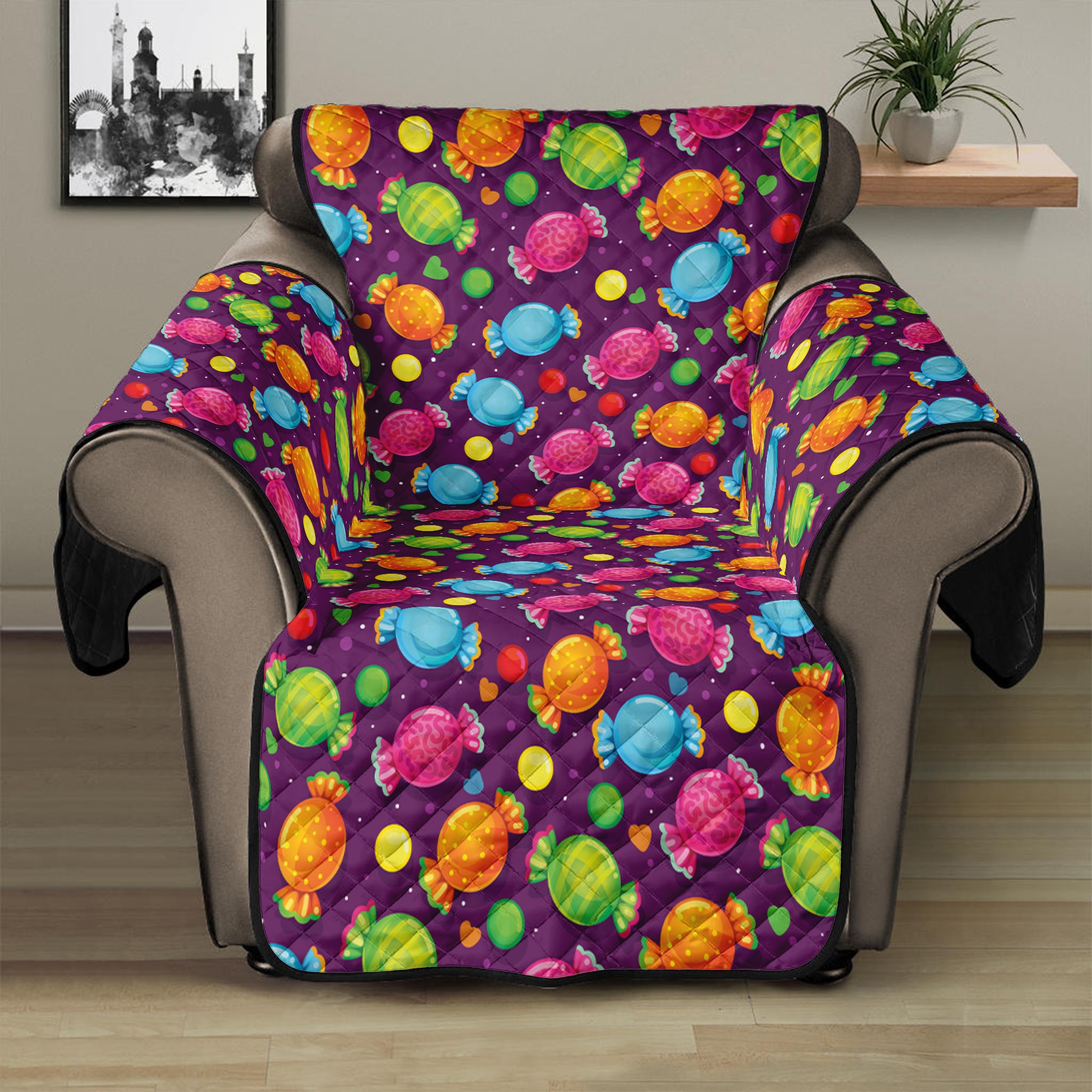 Sweet Candy Pattern Print Recliner Protector