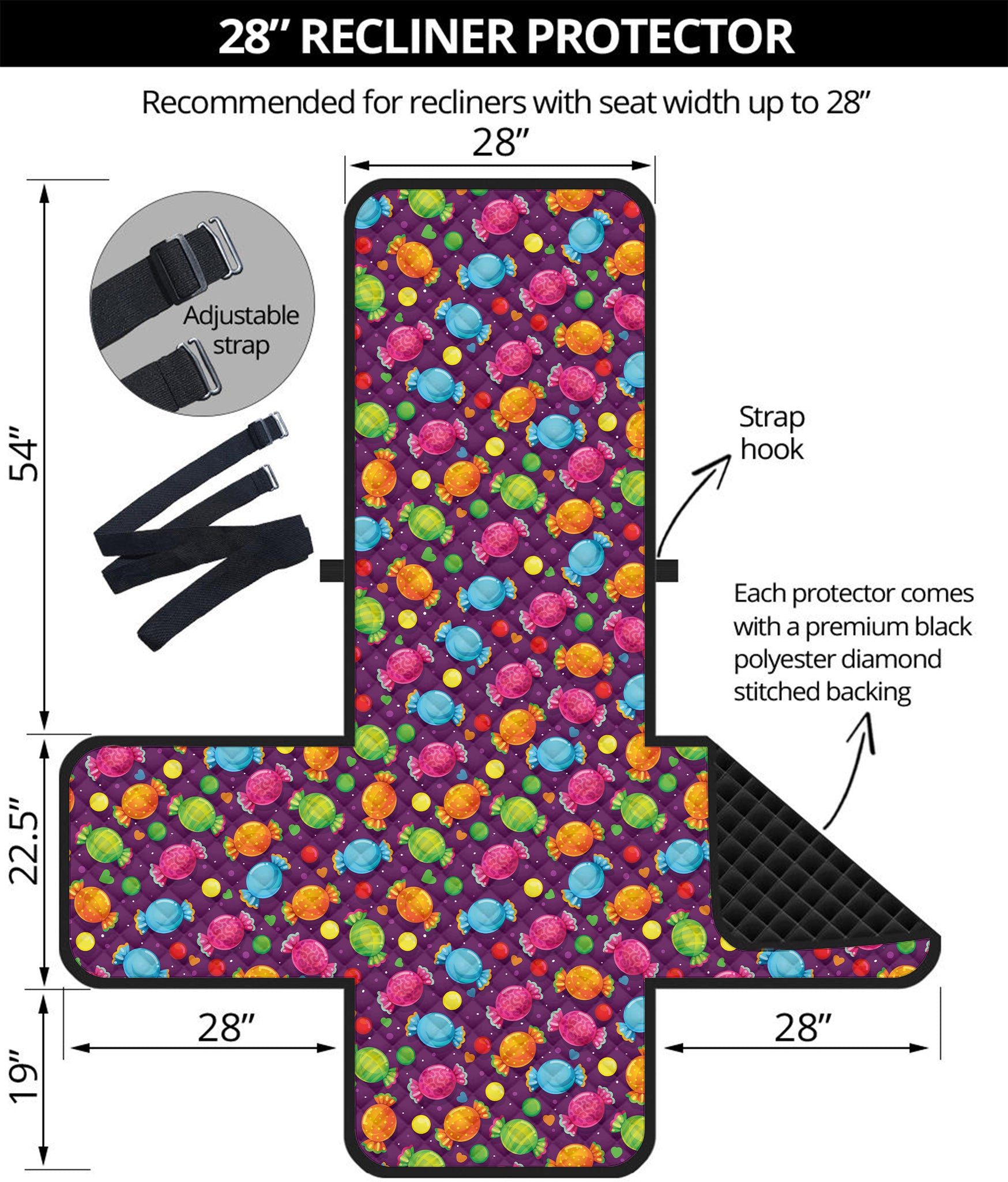 Sweet Candy Pattern Print Recliner Protector