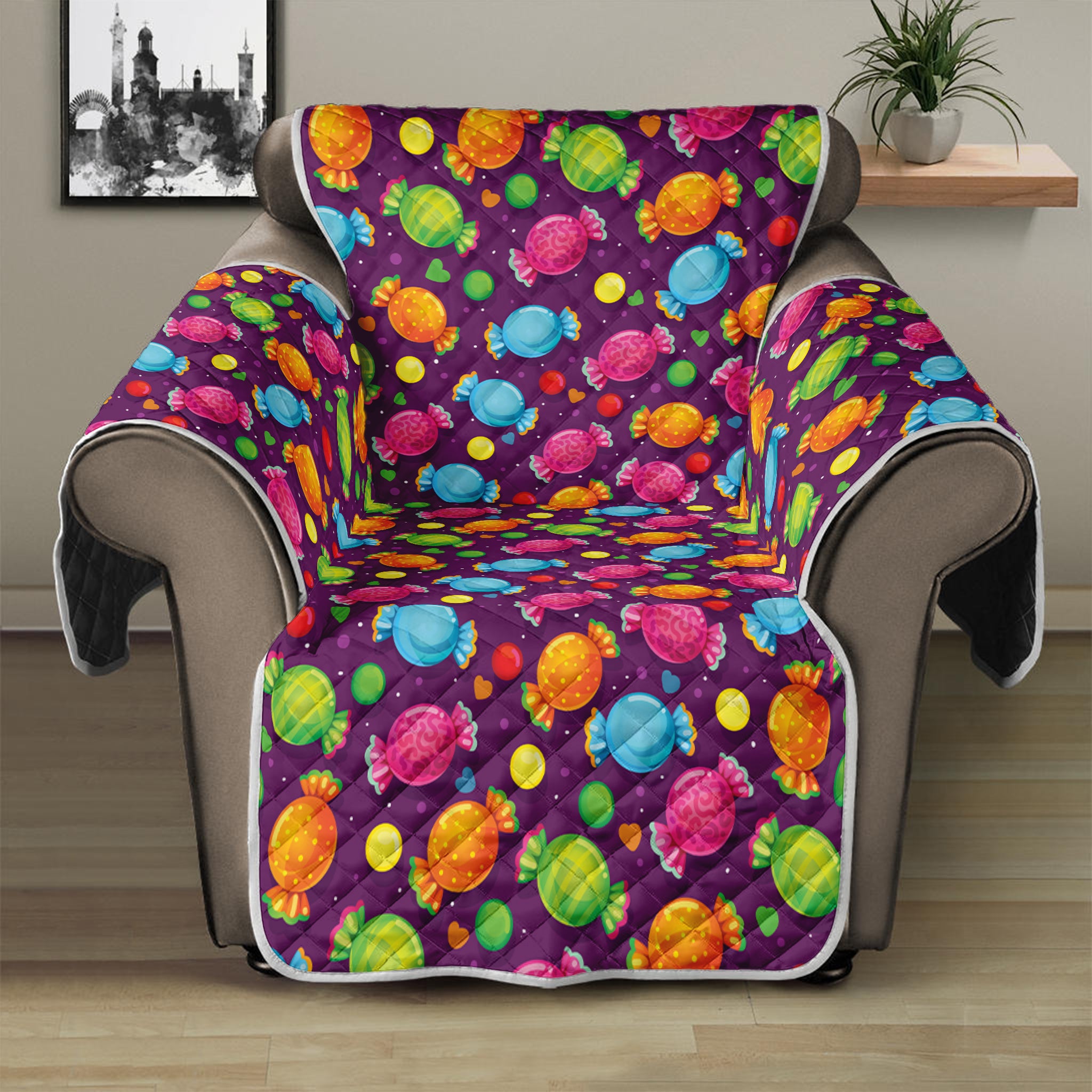 Sweet Candy Pattern Print Recliner Protector