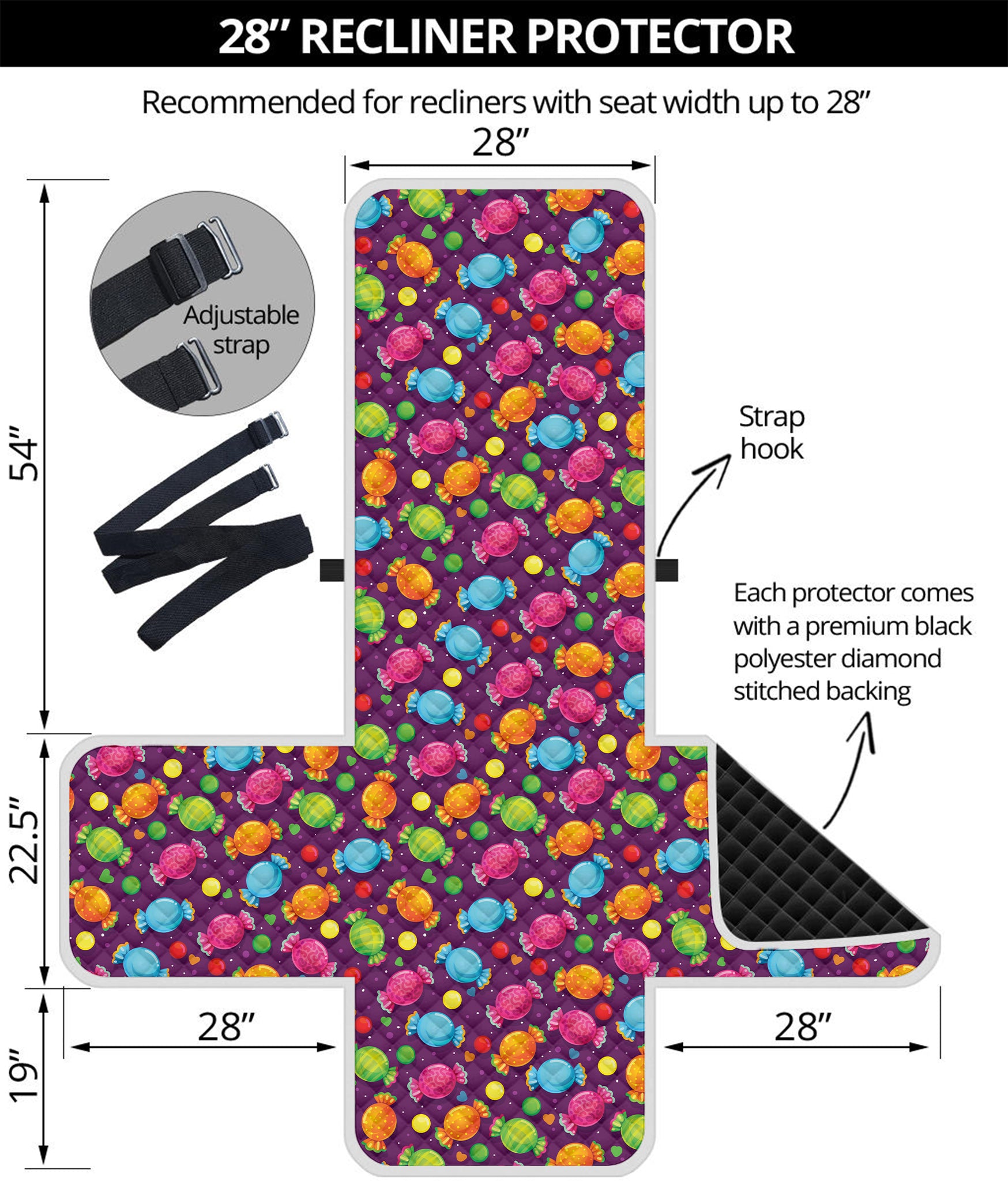 Sweet Candy Pattern Print Recliner Protector