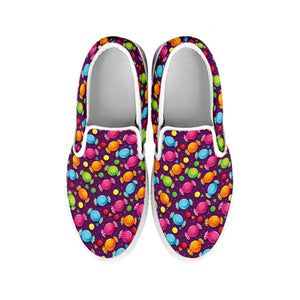 Sweet Candy Pattern Print White Slip On Shoes