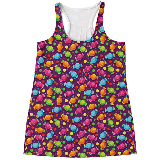 Sweet Candy Pattern Print Women's Racerback Tank Top