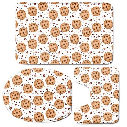 Sweet Cookie Pattern Print 3 Piece Bath Mat Set