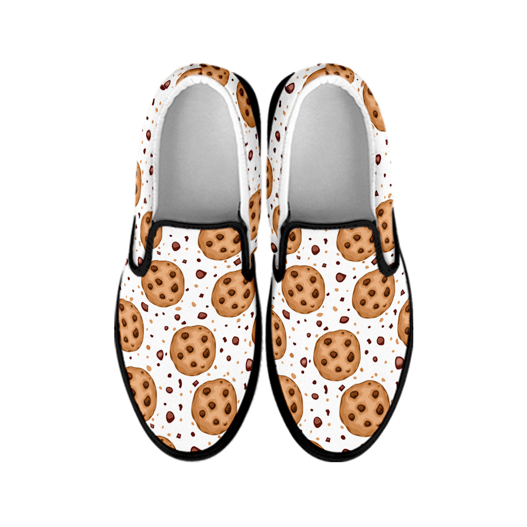 Sweet Cookie Pattern Print Black Slip On Shoes