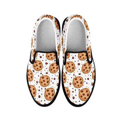 Sweet Cookie Pattern Print Black Slip On Shoes