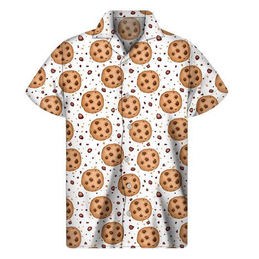 Sweet Cookie Pattern Print Men's Short Sleeve Shirt