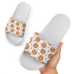 Sweet Cookie Pattern Print White Slide Sandals