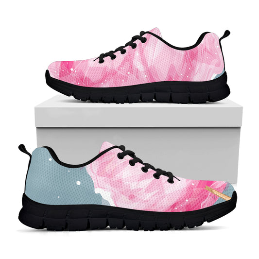 Sweet Cotton Candy Print Black Sneakers