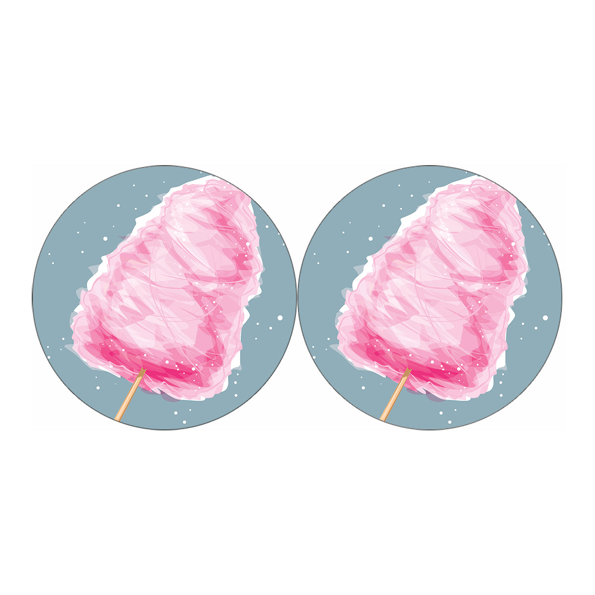 Sweet Cotton Candy Print Car Coasters