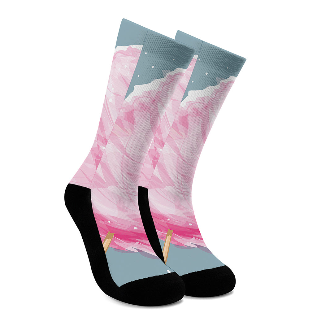 Sweet Cotton Candy Print Crew Socks