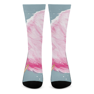 Sweet Cotton Candy Print Crew Socks