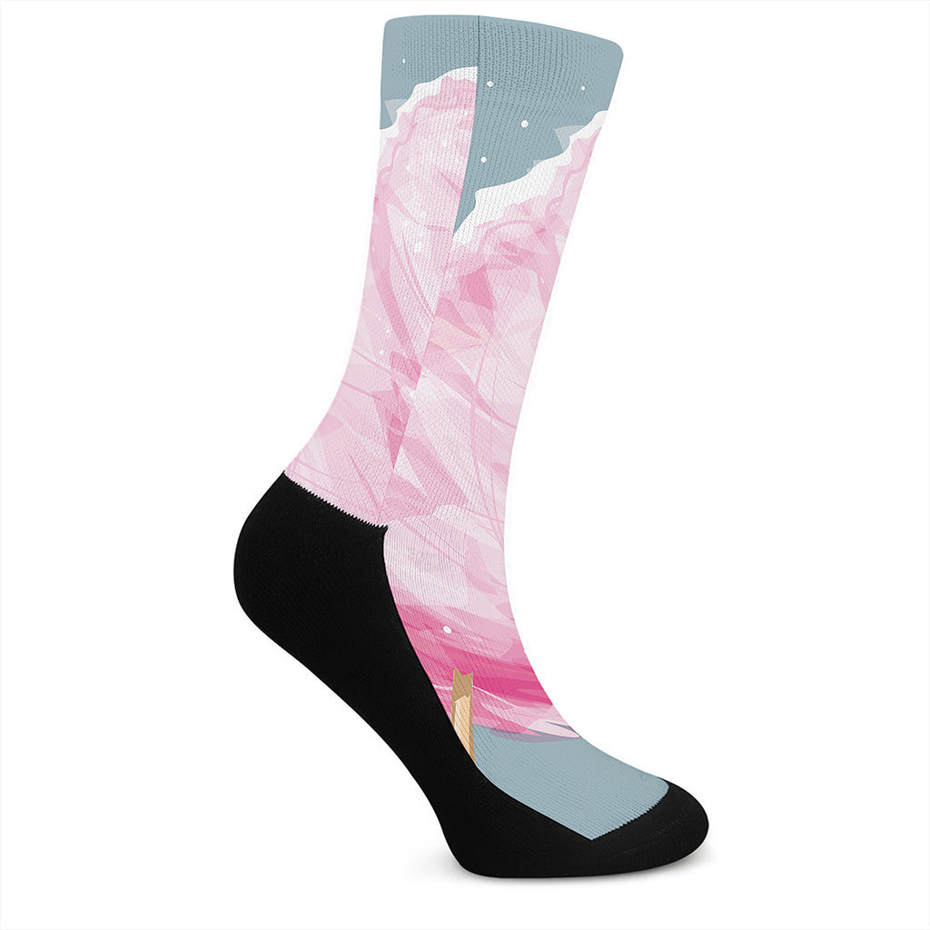 Sweet Cotton Candy Print Crew Socks