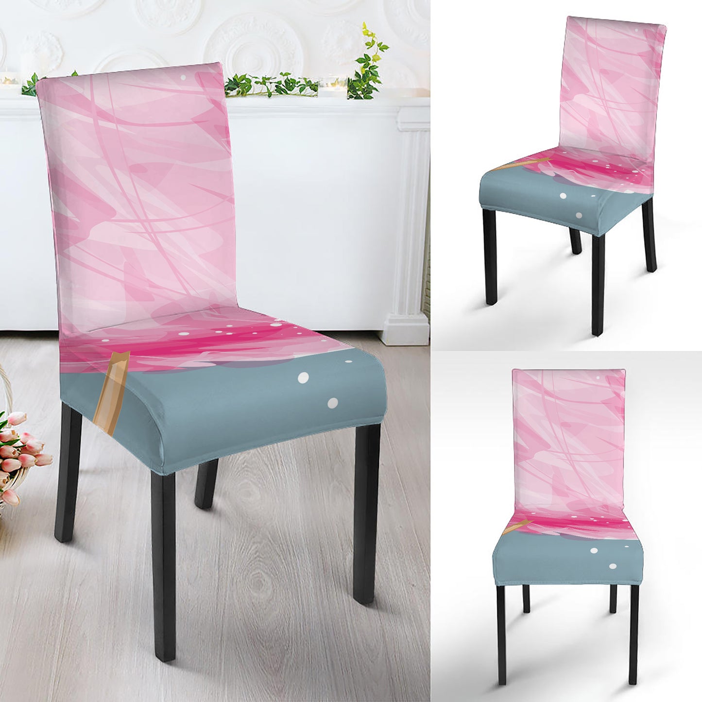Sweet Cotton Candy Print Dining Chair Slipcover