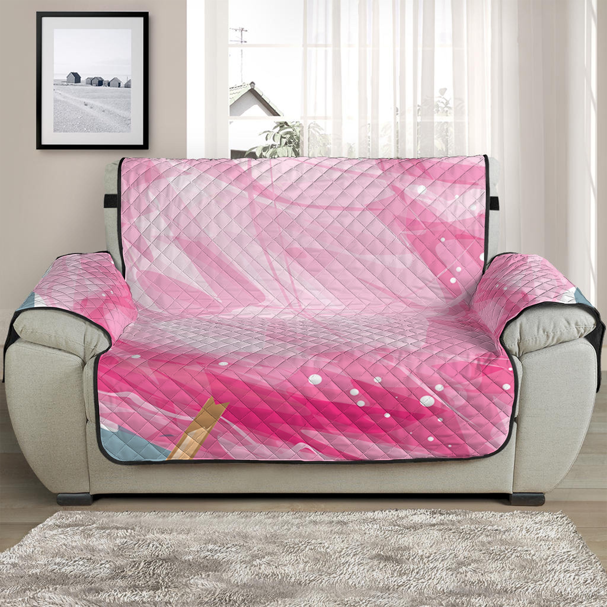 Sweet Cotton Candy Print Half Sofa Protector