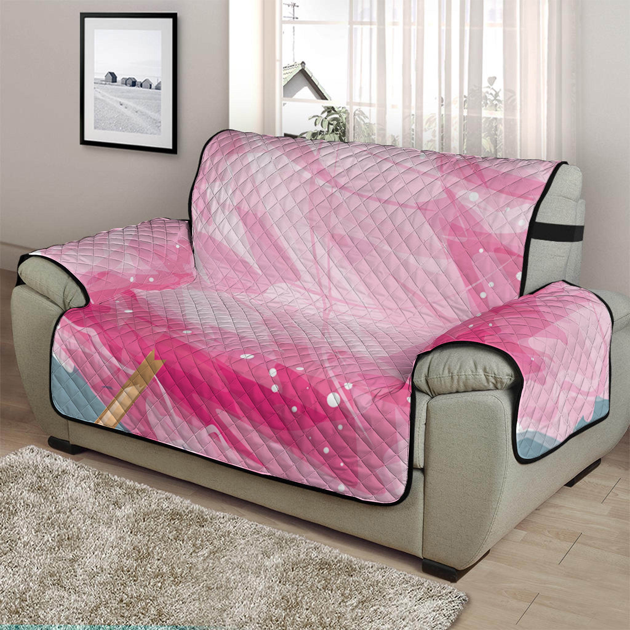 Sweet Cotton Candy Print Half Sofa Protector