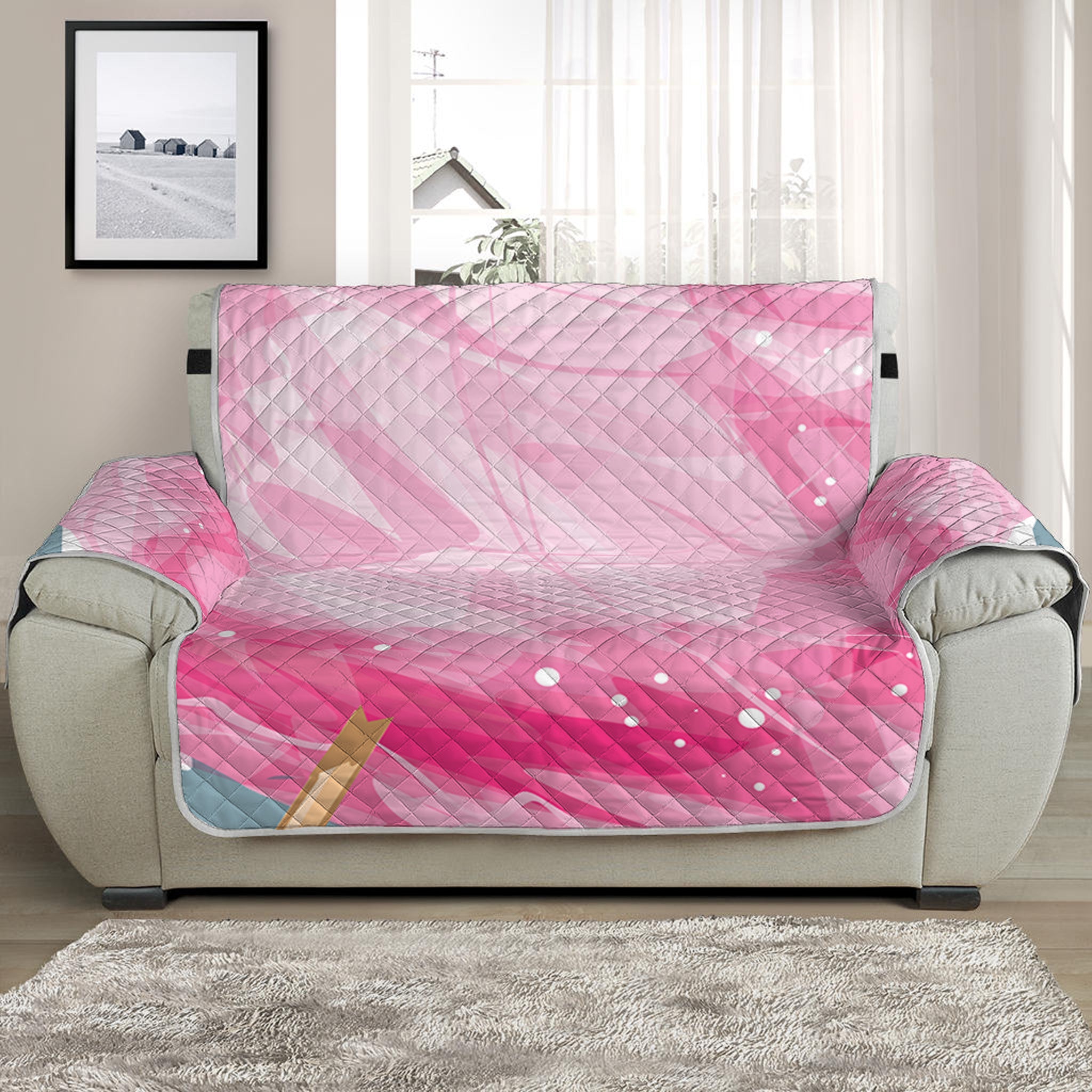 Sweet Cotton Candy Print Half Sofa Protector