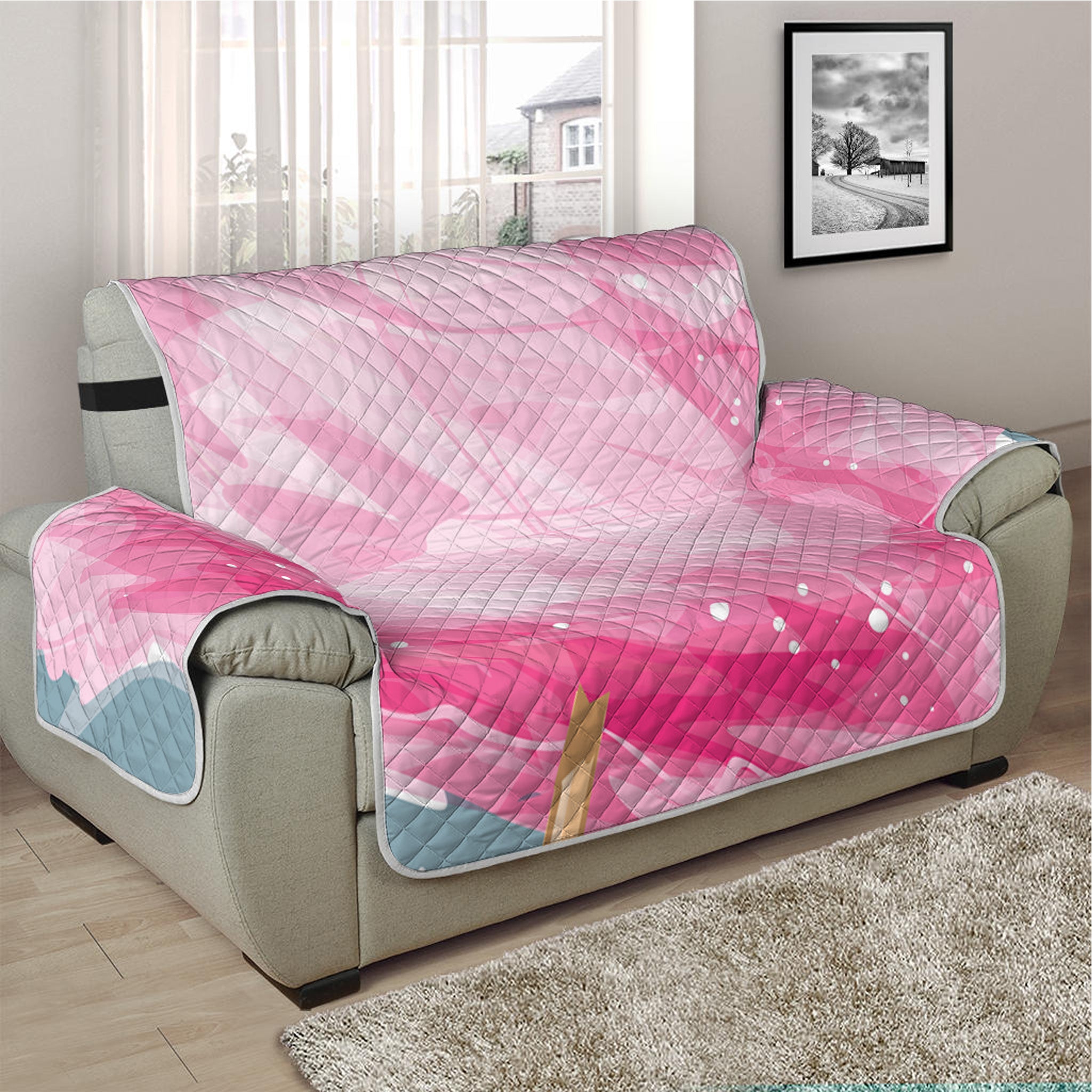 Sweet Cotton Candy Print Half Sofa Protector