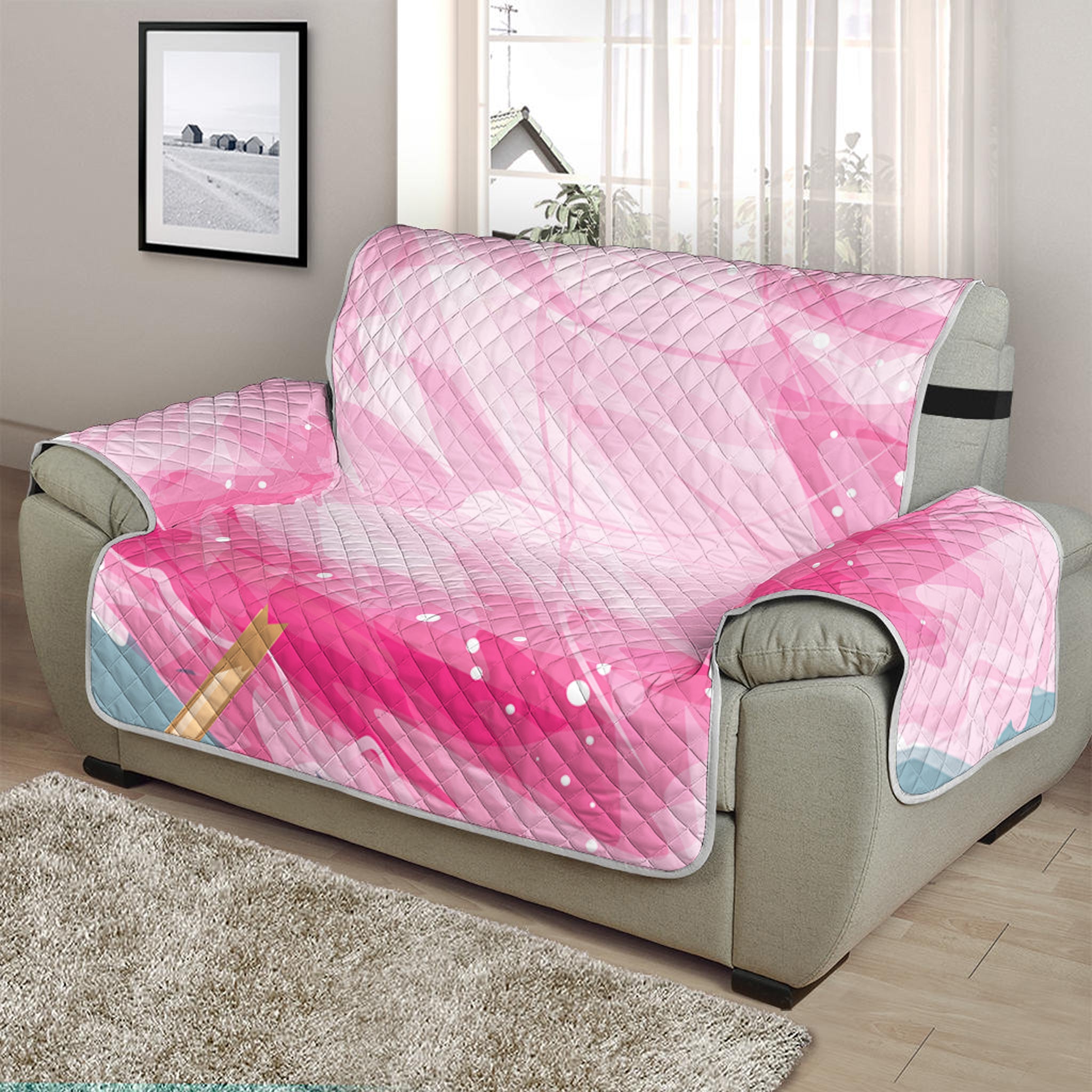 Sweet Cotton Candy Print Half Sofa Protector