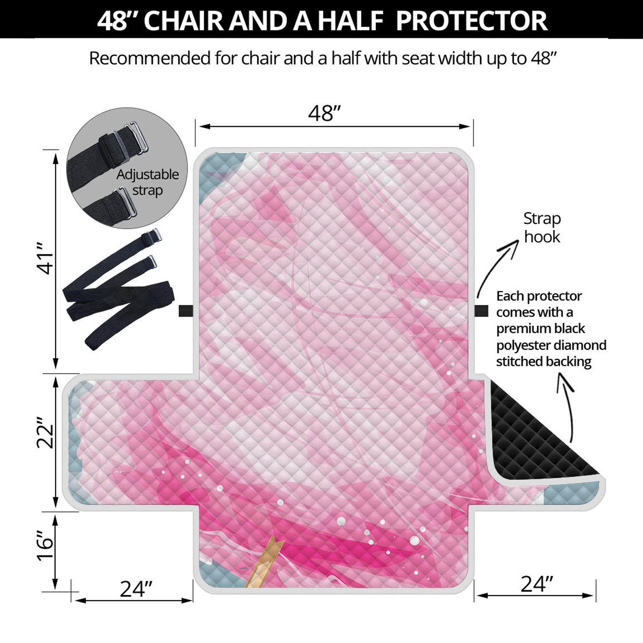 Sweet Cotton Candy Print Half Sofa Protector