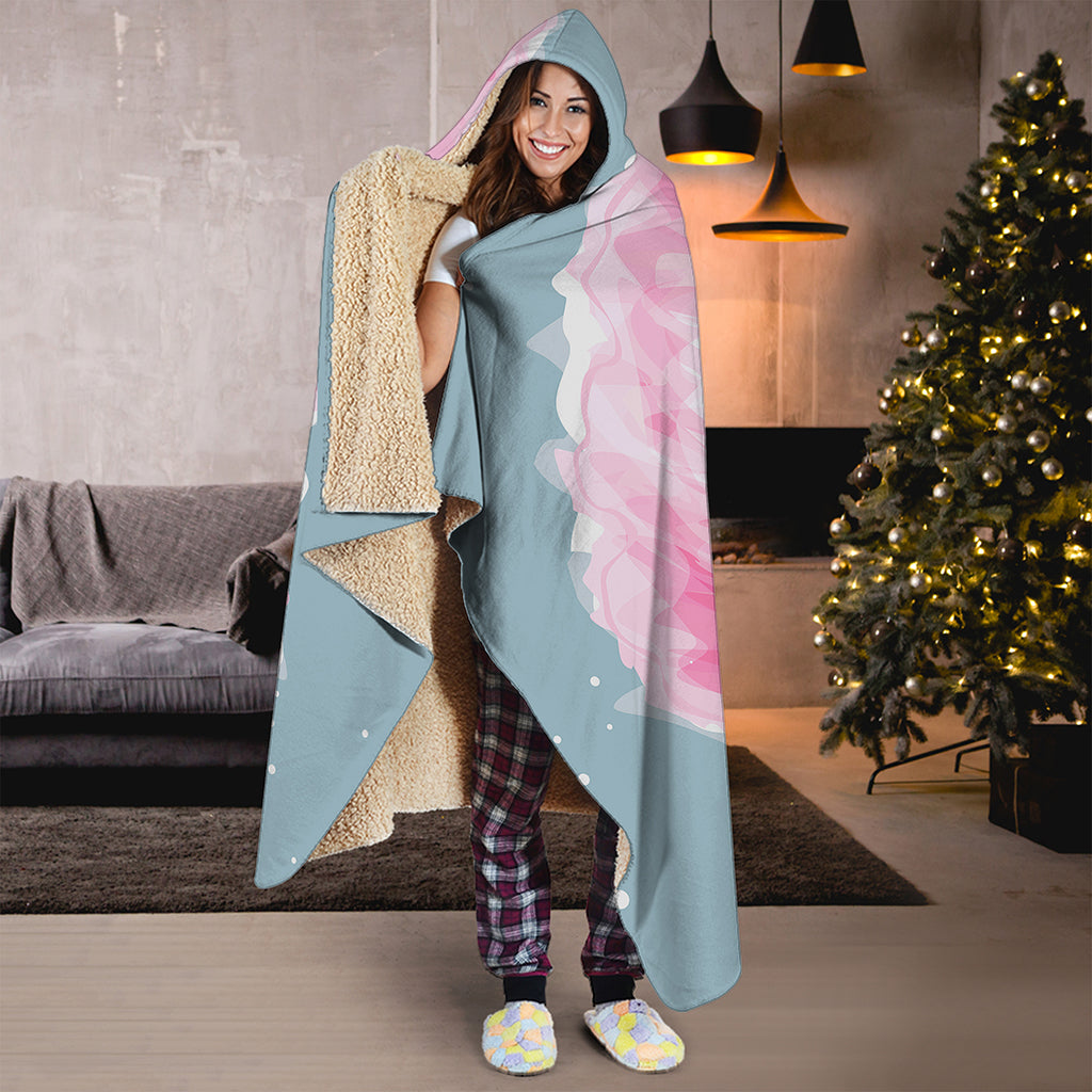 Sweet Cotton Candy Print Hooded Blanket