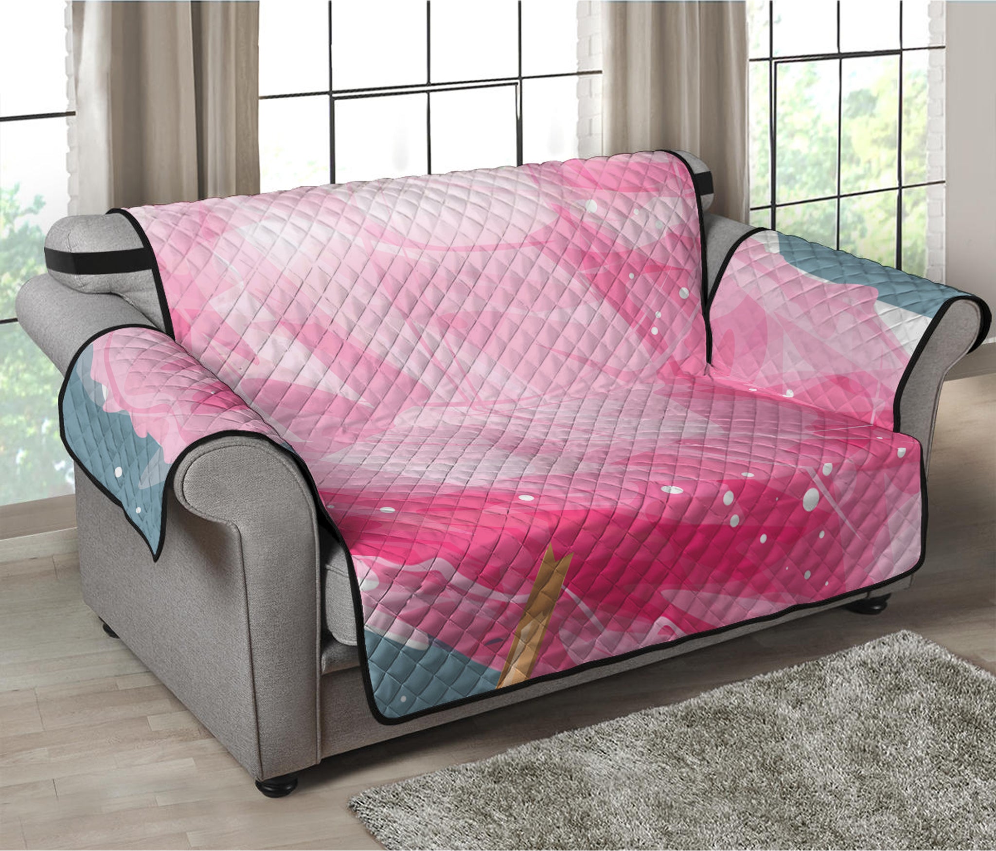 Sweet Cotton Candy Print Loveseat Protector