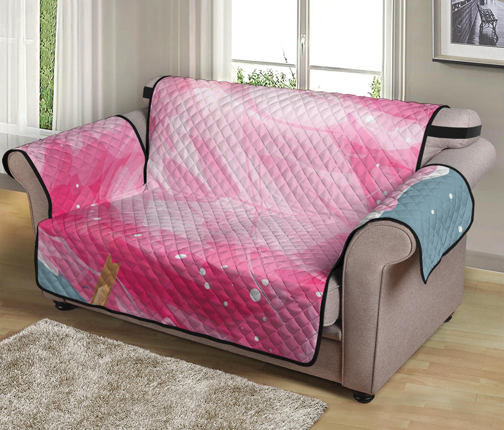 Sweet Cotton Candy Print Loveseat Protector