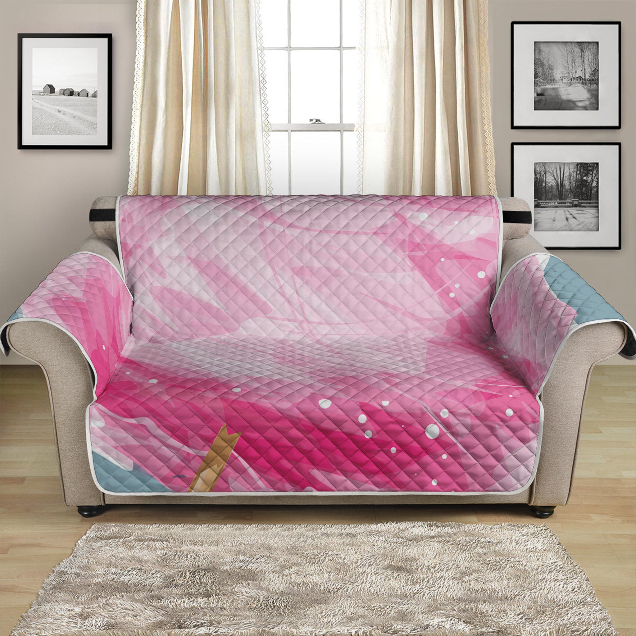 Sweet Cotton Candy Print Loveseat Protector