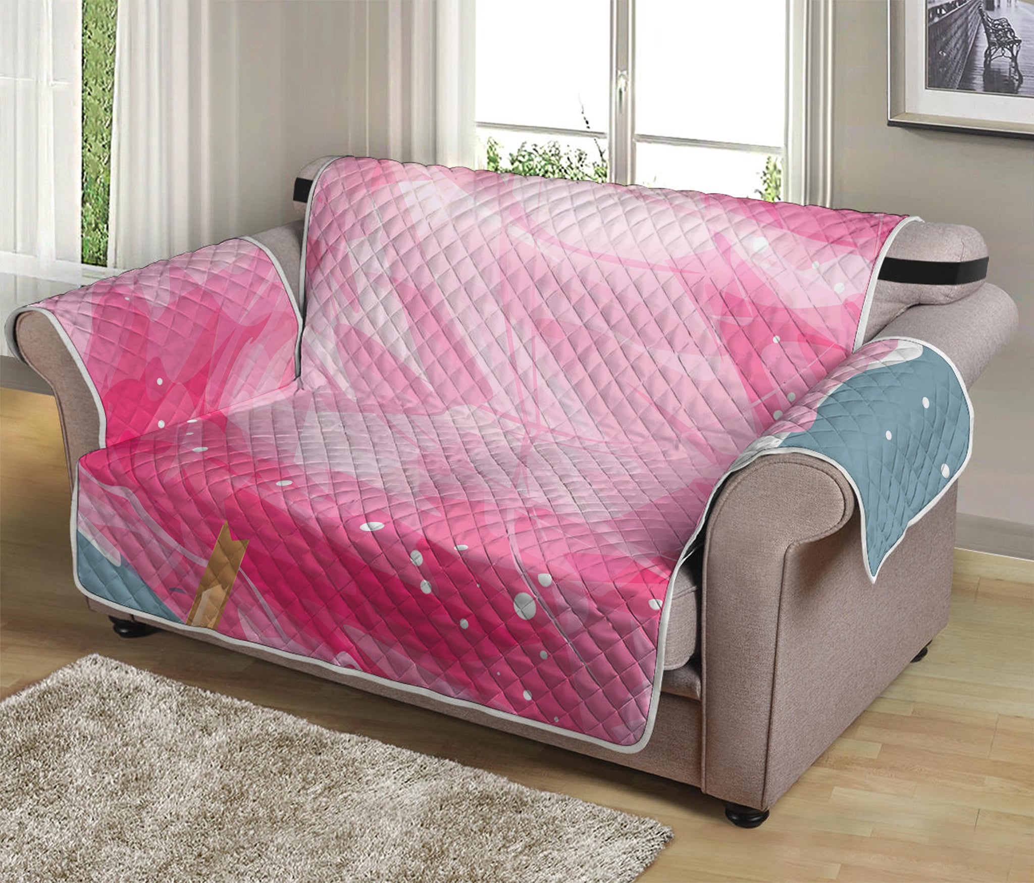 Sweet Cotton Candy Print Loveseat Protector