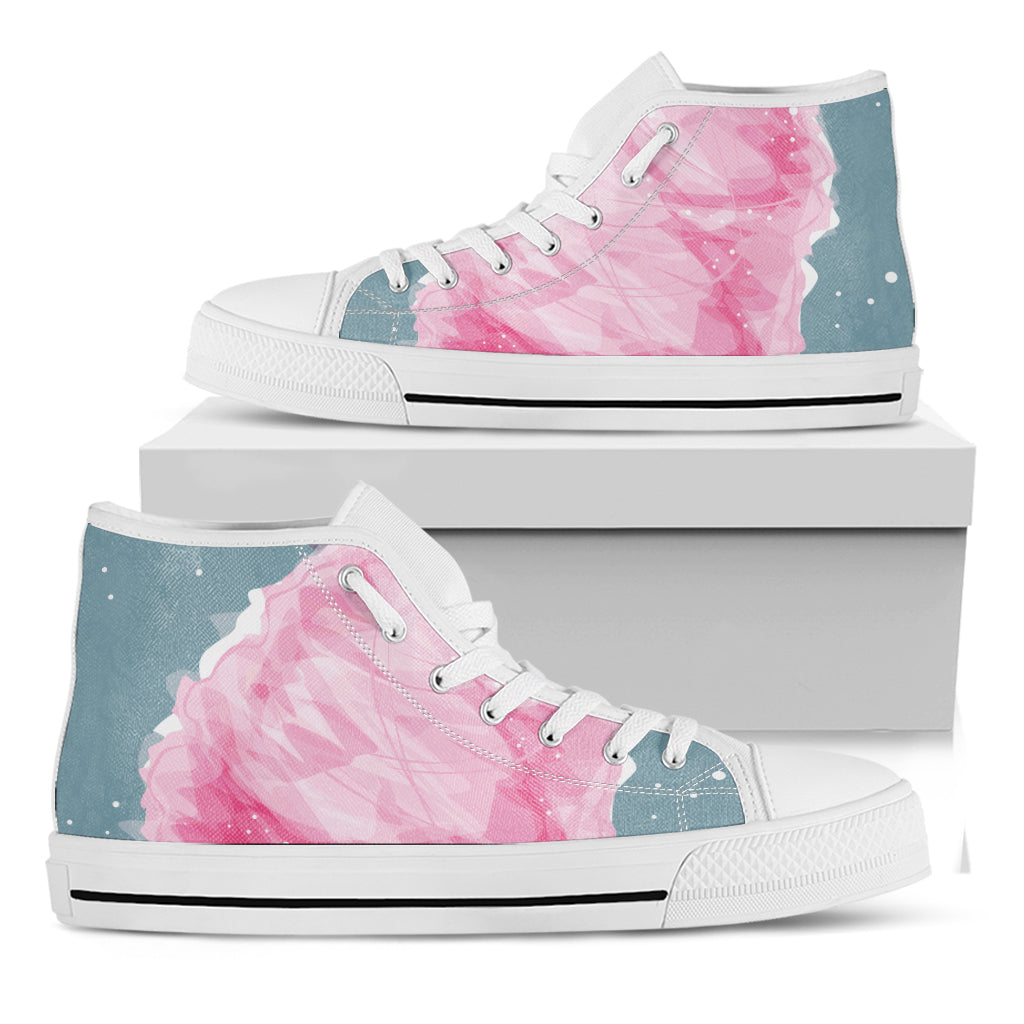 Sweet Cotton Candy Print White High Top Shoes