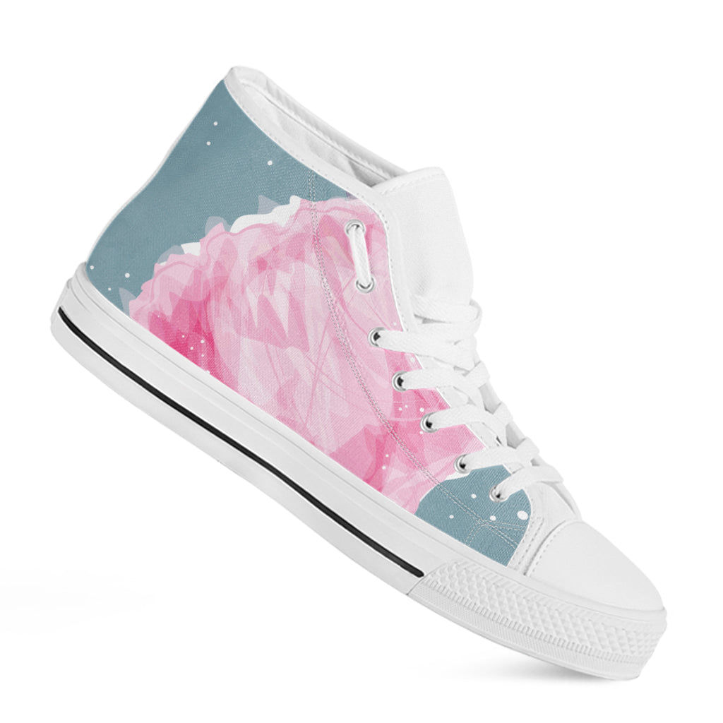 Sweet Cotton Candy Print White High Top Shoes