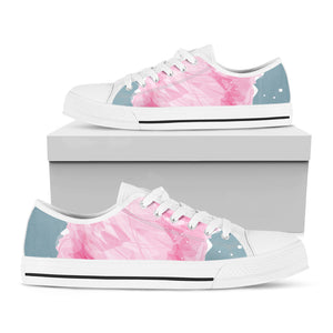 Sweet Cotton Candy Print White Low Top Shoes