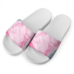 Sweet Cotton Candy Print White Slide Sandals