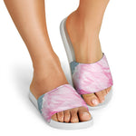 Sweet Cotton Candy Print White Slide Sandals
