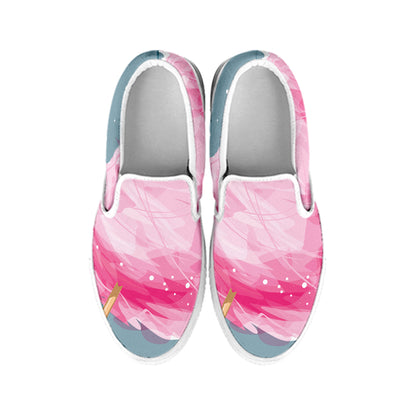 Sweet Cotton Candy Print White Slip On Shoes