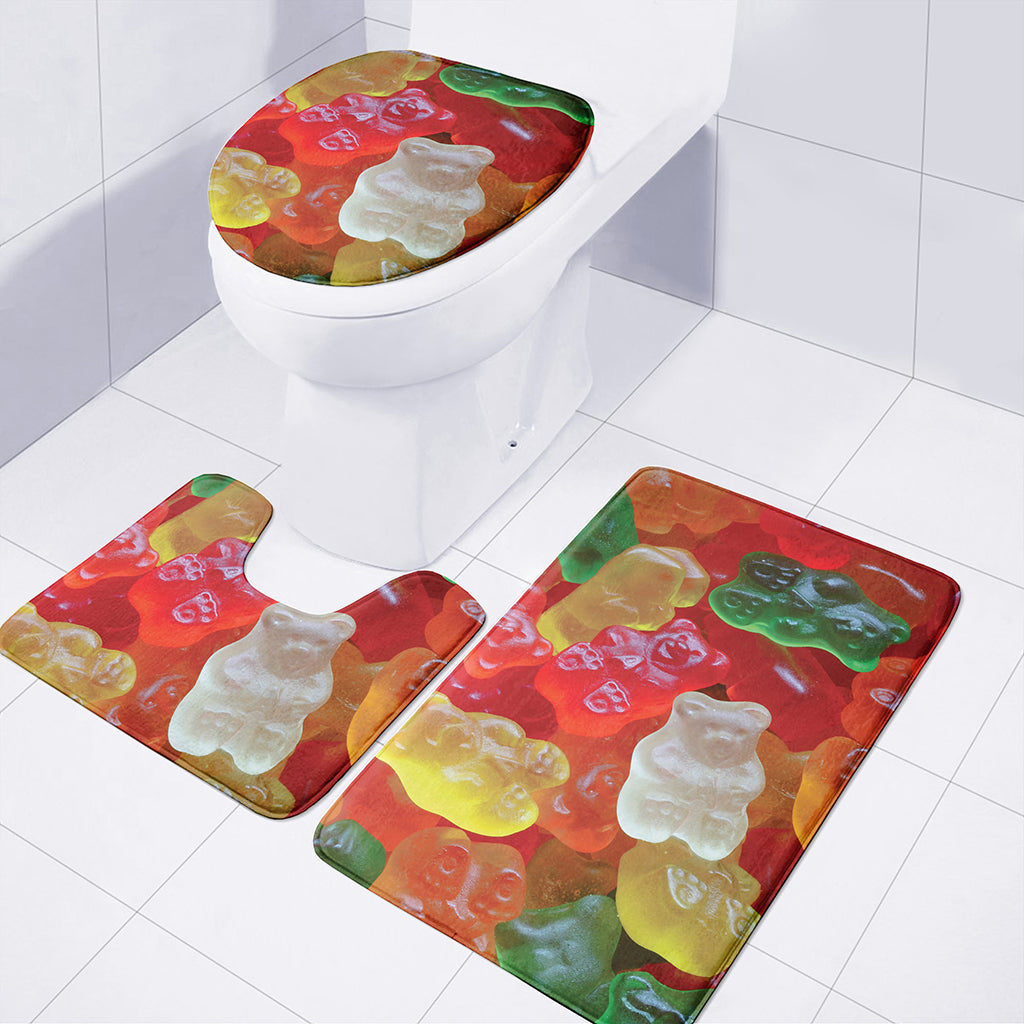 Sweet Gummy Bear Print 3 Piece Bath Mat Set