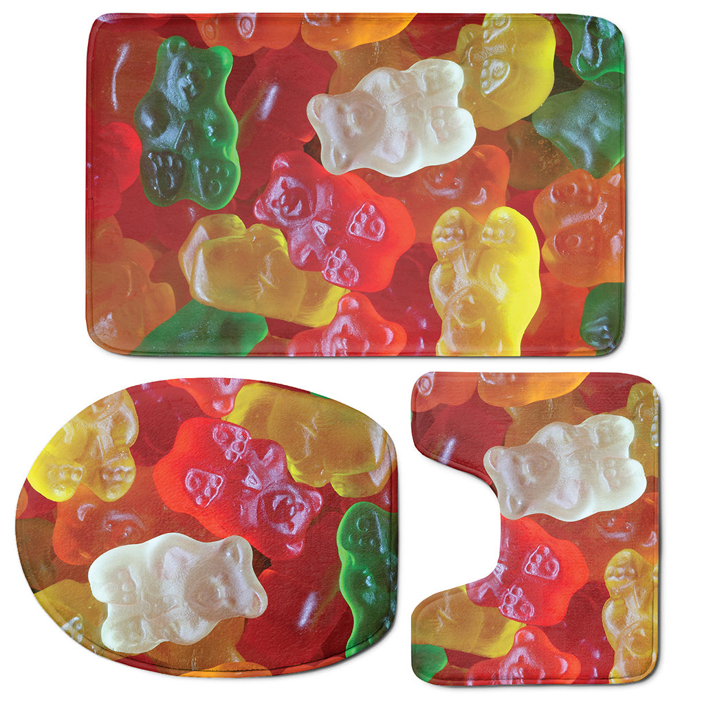 Sweet Gummy Bear Print 3 Piece Bath Mat Set