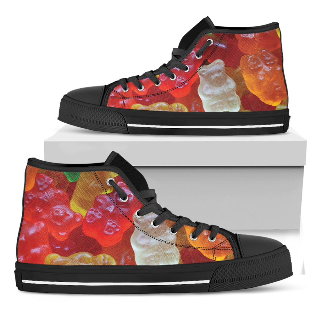 Sweet Gummy Bear Print Black High Top Shoes