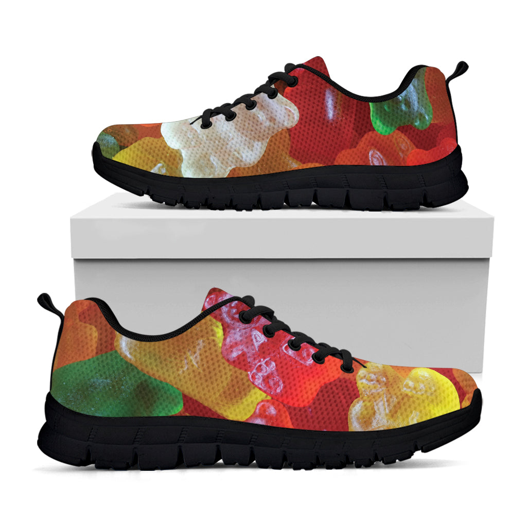 Sweet Gummy Bear Print Black Sneakers