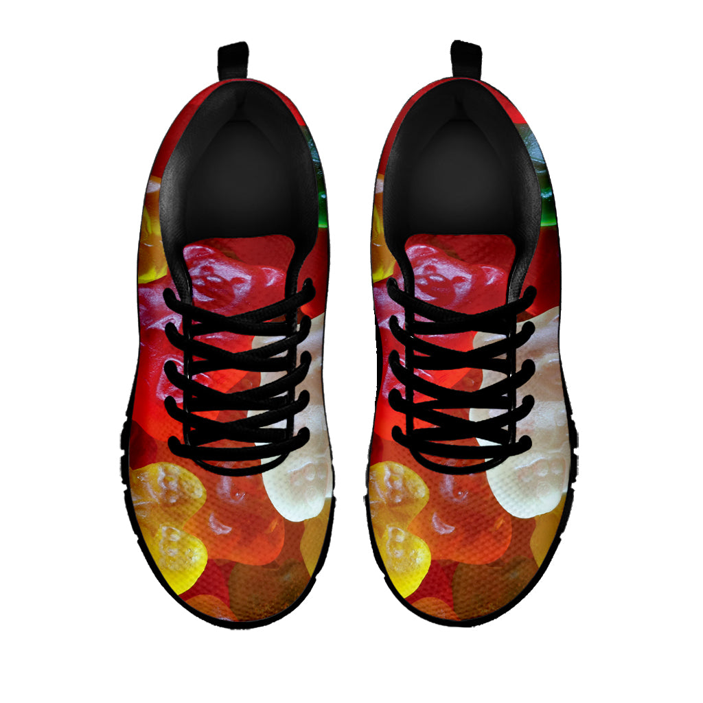 Sweet Gummy Bear Print Black Sneakers