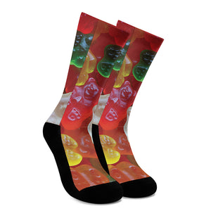 Sweet Gummy Bear Print Crew Socks