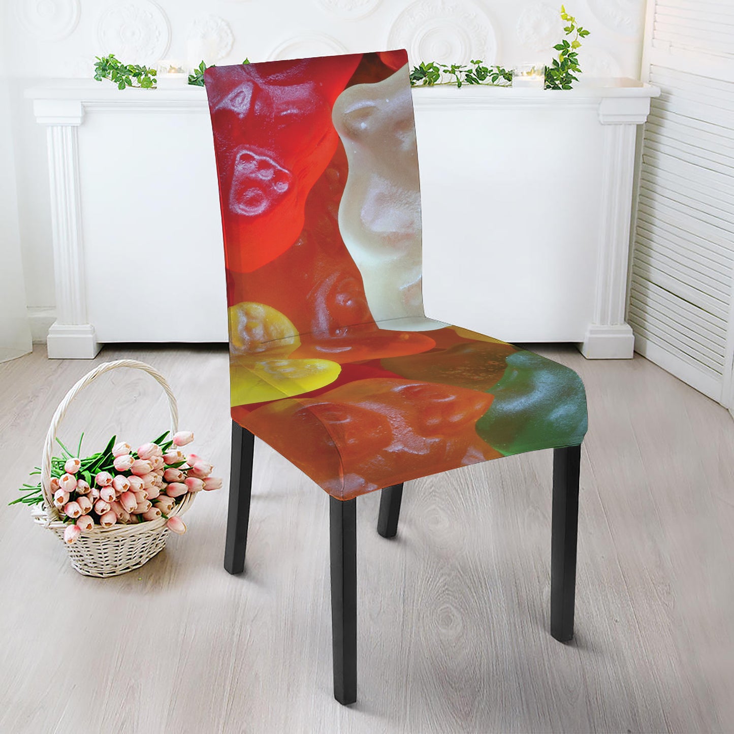 Sweet Gummy Bear Print Dining Chair Slipcover