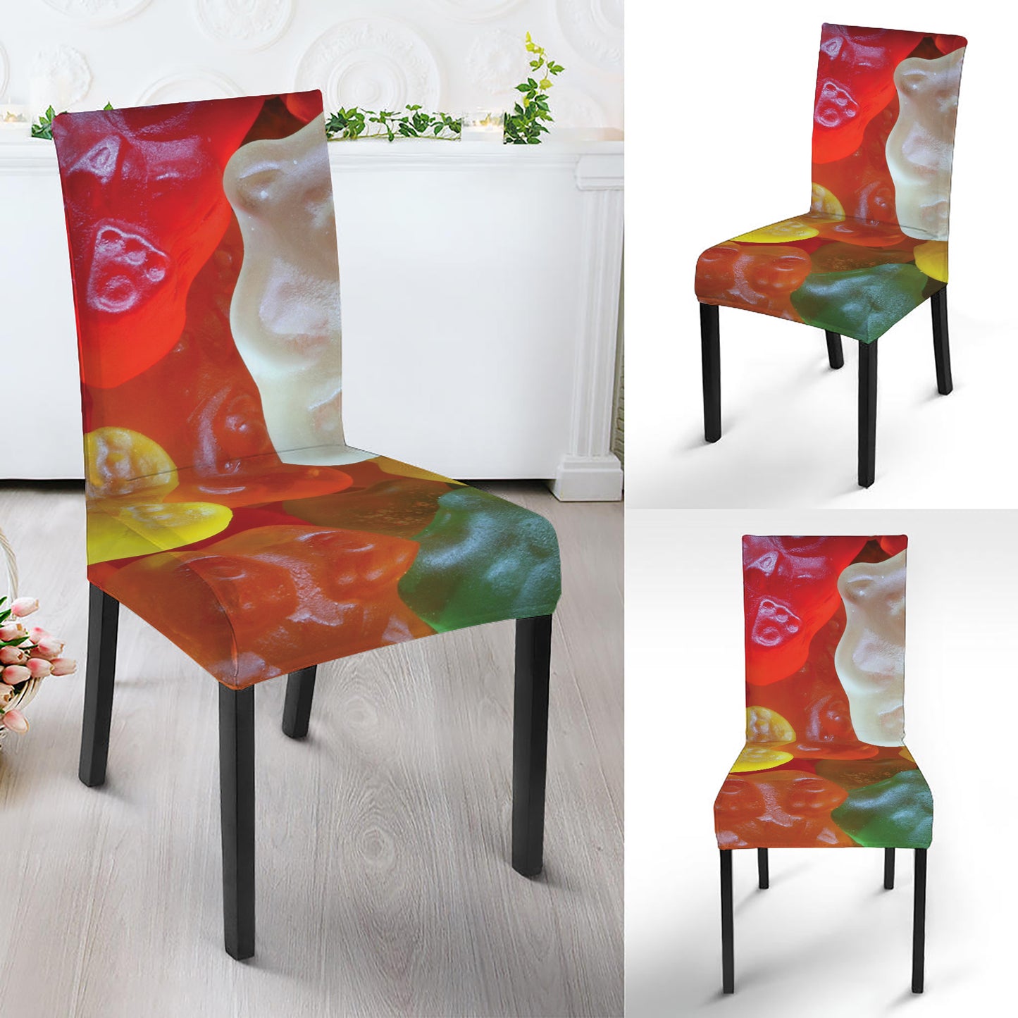 Sweet Gummy Bear Print Dining Chair Slipcover