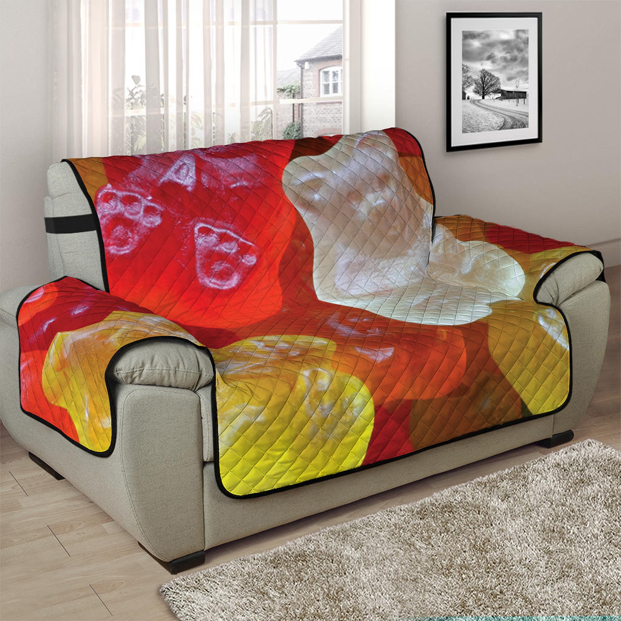 Sweet Gummy Bear Print Half Sofa Protector