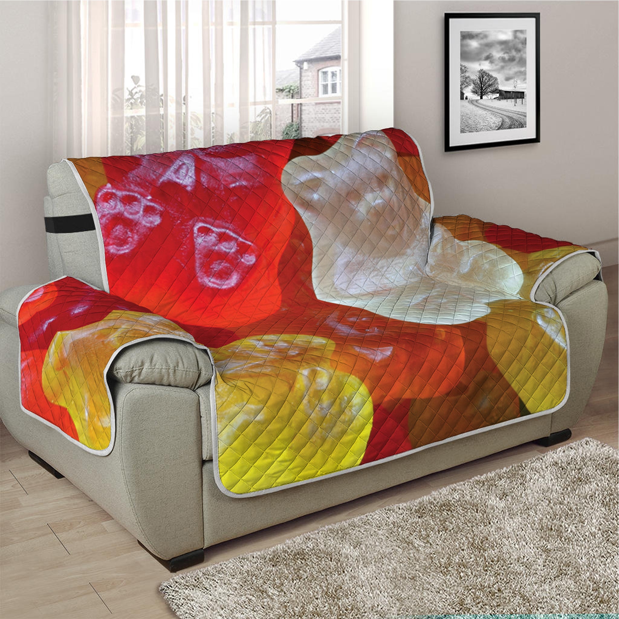 Sweet Gummy Bear Print Half Sofa Protector