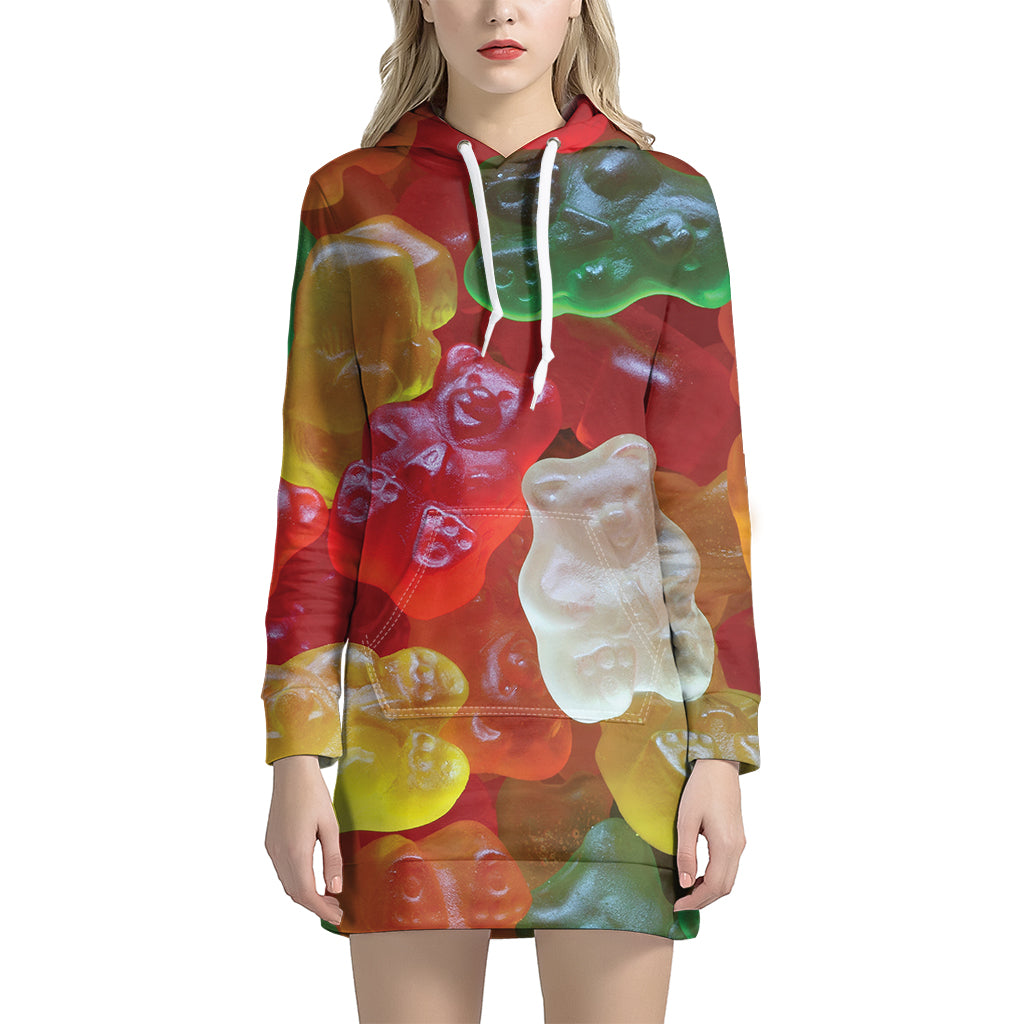 Sweet Gummy Bear Print Hoodie Dress