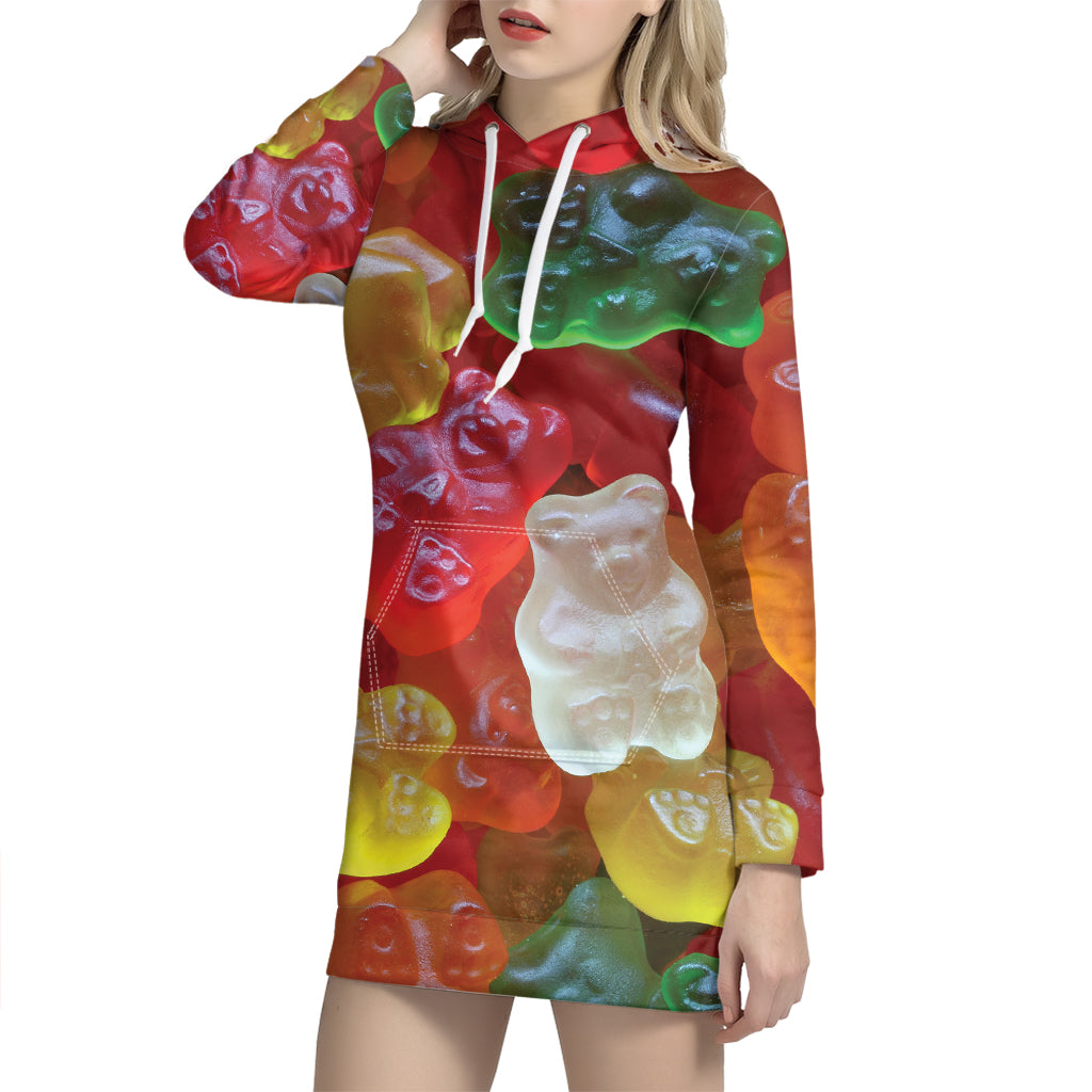 Sweet Gummy Bear Print Hoodie Dress